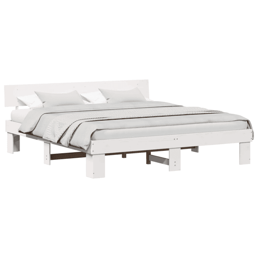 Estrutura da Cama de casal simple com cabeceira Branco 180 x 200 cm