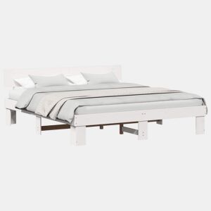 Estrutura da Cama de casal simple com cabeceira Branco 180 x 200 cm