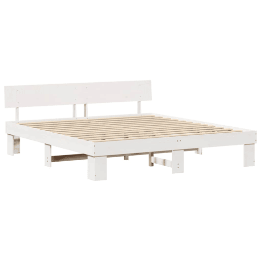 Estrutura da Cama de casal simple com cabeceira Branco 180 x 200 cm