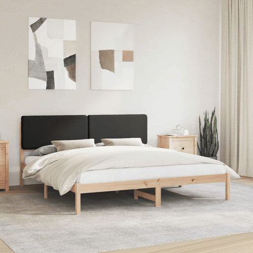 Estrutura de Cama de casal moderno com Cabeceira Estofada Preto 180 x 200 cm