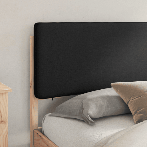 Estrutura de Cama de casal moderno com Cabeceira Estofada Preto 180 x 200 cm