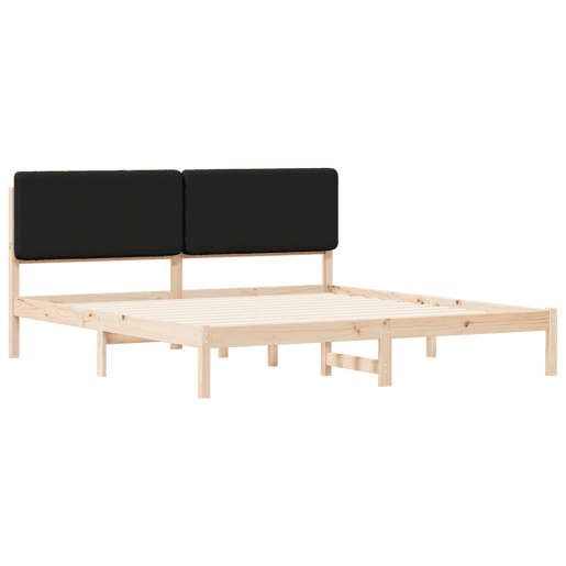 Estrutura de Cama de casal moderno com Cabeceira Estofada Preto 180 x 200 cm
