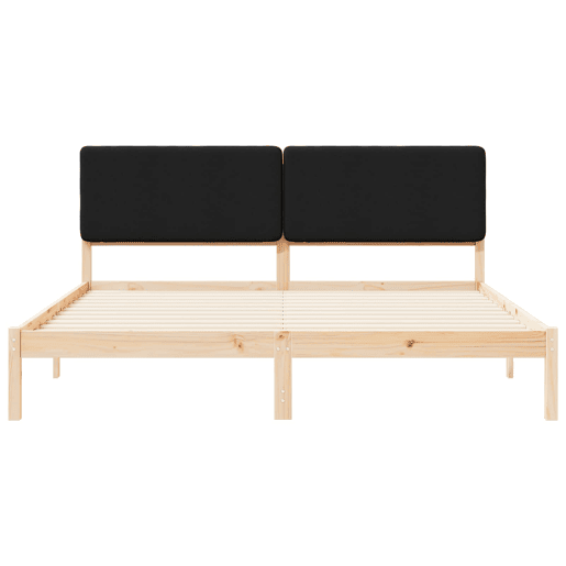 Estrutura de Cama de casal moderno com Cabeceira Estofada Preto 180 x 200 cm