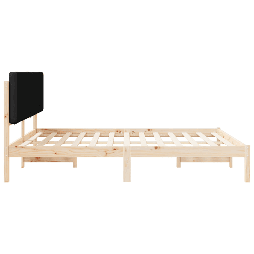 Estrutura de Cama de casal moderno com Cabeceira Estofada Preto 180 x 200 cm