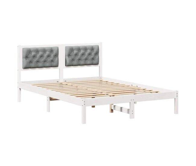 Estructura de cama matrimonial comodidad con cabecera - gris claro 140 x 200 cm