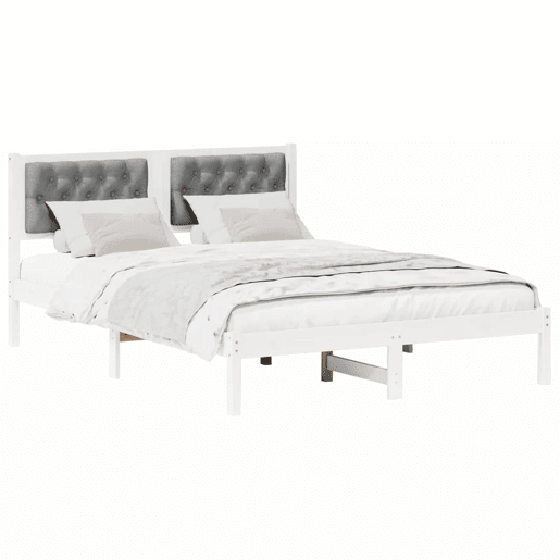 Estrutura da Cama de casal simple com cabeceira Cinzento-claro 140 x 200 cm