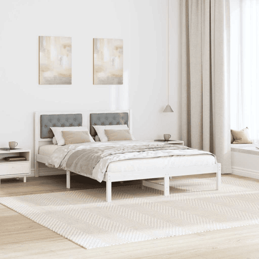 Estrutura da Cama de casal simple com cabeceira Cinzento-claro 140 x 200 cm