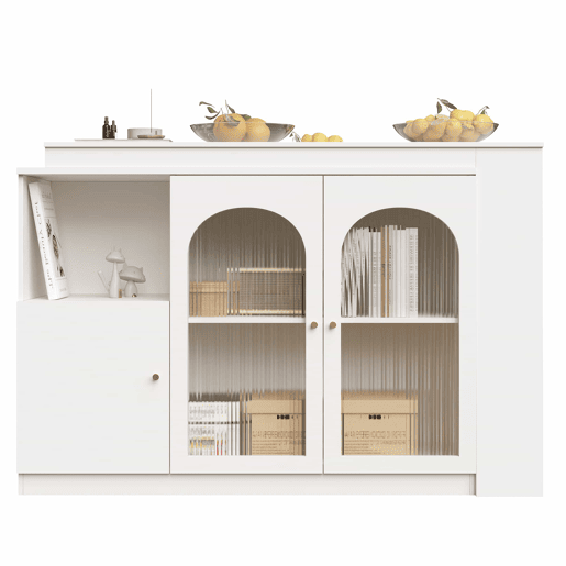 Aparador, armário de bar giratório em MDF - grande espaço de arrumação - estilo contemporâneo - Branco