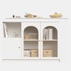 Aparador, armário de bar giratório em MDF - grande espaço de arrumação - estilo contemporâneo - Branco