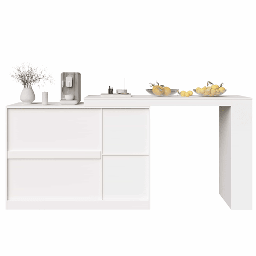 Aparador, armário de bar giratório em MDF - grande espaço de arrumação - estilo contemporâneo - Branco