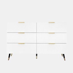Aparador, cómoda moderna - 6 gavetas - aglomerado de partículas - Branco