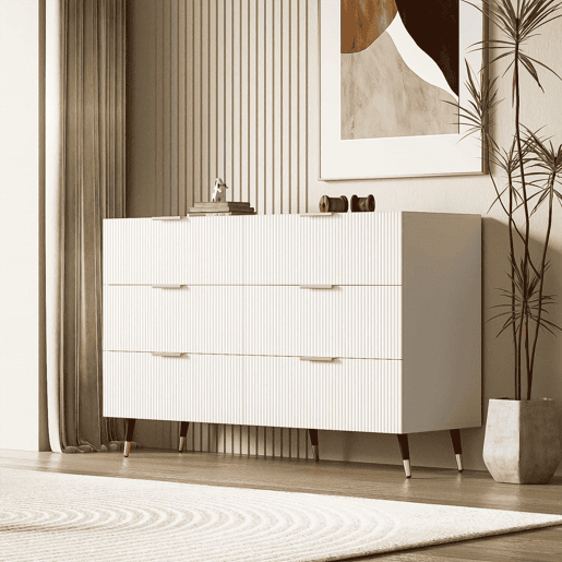 Aparador, cómoda moderna - 6 gavetas - aglomerado de partículas - Branco