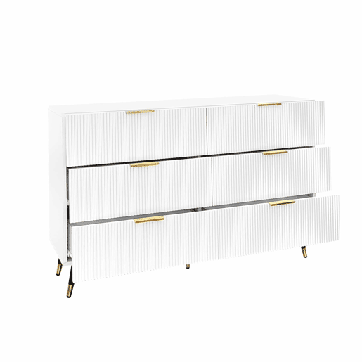 Aparador, cómoda moderna - 6 gavetas - aglomerado de partículas - Branco