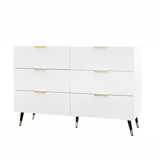 Aparador, cómoda moderna - 6 gavetas - aglomerado de partículas - Branco