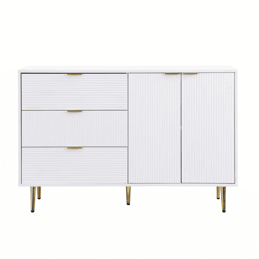 Aparador moderno - 2 portas e 3 gavetas - Branco