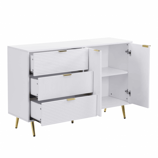 Aparador moderno - 2 portas e 3 gavetas - Branco