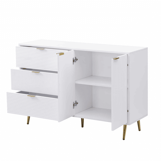 Aparador moderno - 2 portas e 3 gavetas - Branco