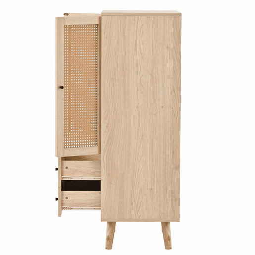 Aparador alto - com 2 portas e 2 gavetas - estilo rústico - Natural