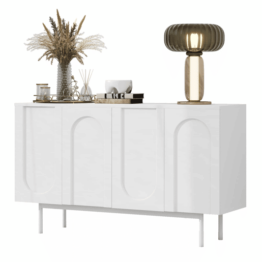 Aparador moderno com 4 portas - design minimalista em arco - Branco