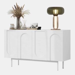 Aparador moderno com 4 portas - design minimalista em arco - Branco