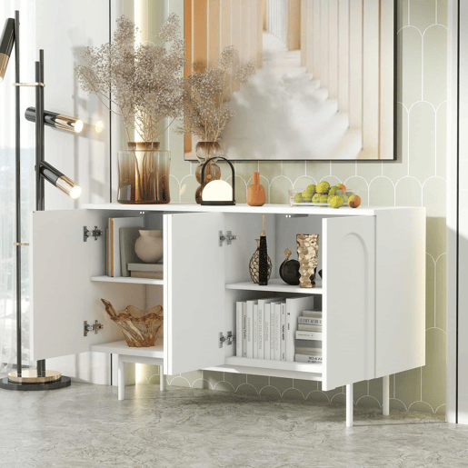 Aparador moderno com 4 portas - design minimalista em arco - Branco