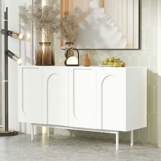 Aparador moderno com 4 portas - design minimalista em arco - Branco