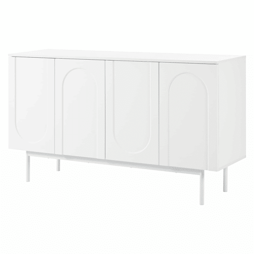 Aparador moderno com 4 portas - design minimalista em arco - Branco