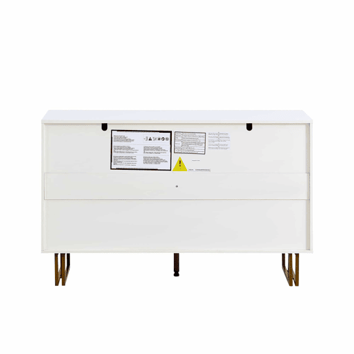 Aparador moderno 120x40x75 cm - 6 gavetas, design elegante, MDF e aço, branco e detalhes dourados