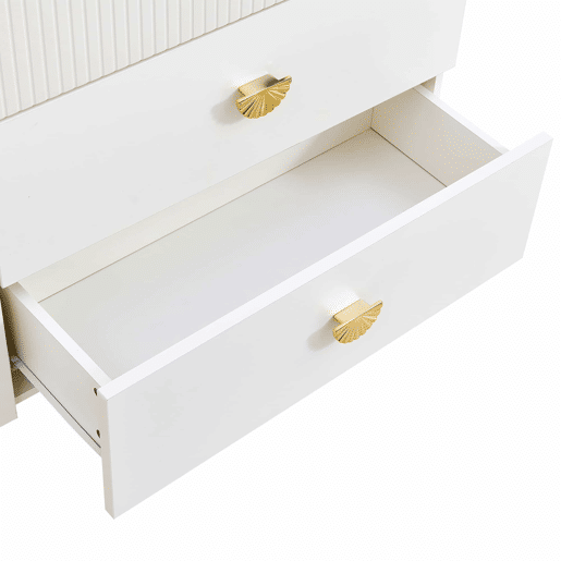 Aparador moderno 120x40x75 cm - 6 gavetas, design elegante, MDF e aço, branco e detalhes dourados