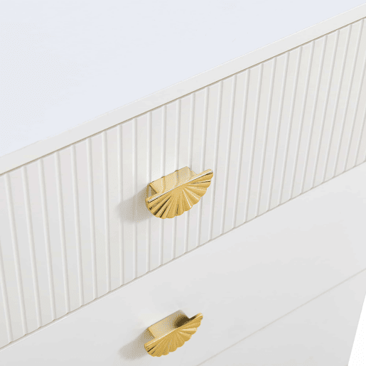 Aparador moderno 120x40x75 cm - 6 gavetas, design elegante, MDF e aço, branco e detalhes dourados