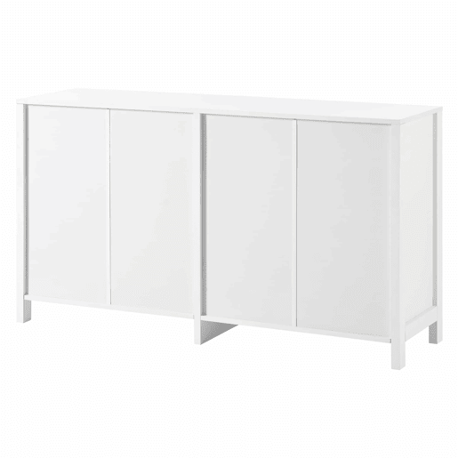 Aparador moderno com prateleiras reguláveis - portas de rotim - MDF - Branco