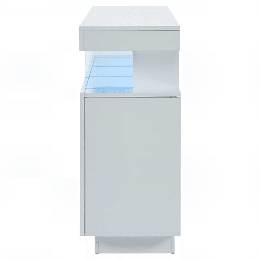 Aparador moderno 140x35x80 cm - Aparador de alto brilho, barra de café, acrílico com luz LED multicolorida - Branco