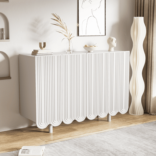 Aparador moderno - 4 portas em U com prateleiras - Branco