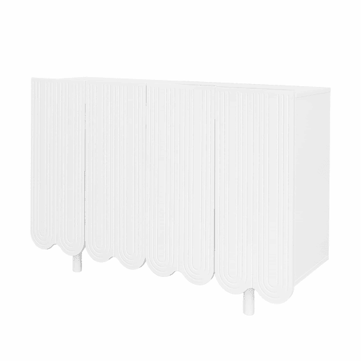 Aparador moderno - 4 portas em U com prateleiras - Branco