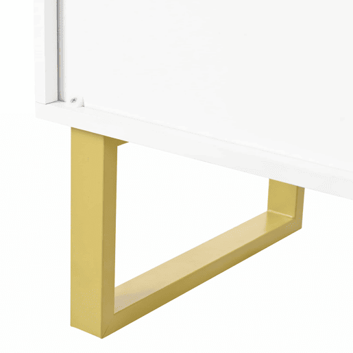Aparador 140x40x80 cm - Design geométrico, 4 portas, com puxadores e pés em metal - Branco