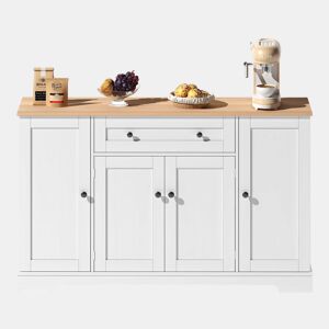 Buffet multifuncional 138 cm - Com gaveta, portas com prateleiras e prateleiras ajustáveis - Design moderno com proteção antiderrapante