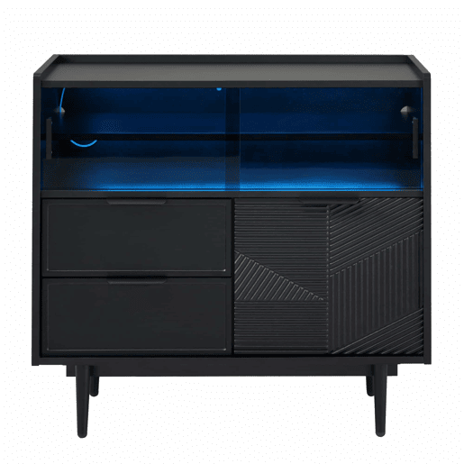 Armário de banheiro 80 cm - Armário de banheiro com luz LED e porta de vidro - Preto Armário de banheiro 80 cm - Armário de banheiro com luz LED e porta de vidro - Preto