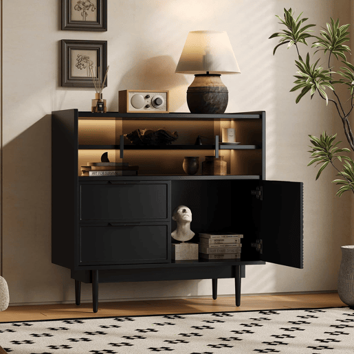 Armário de banheiro 80 cm - Armário de banheiro com luz LED e porta de vidro - Preto Armário de banheiro 80 cm - Armário de banheiro com luz LED e porta de vidro - Preto