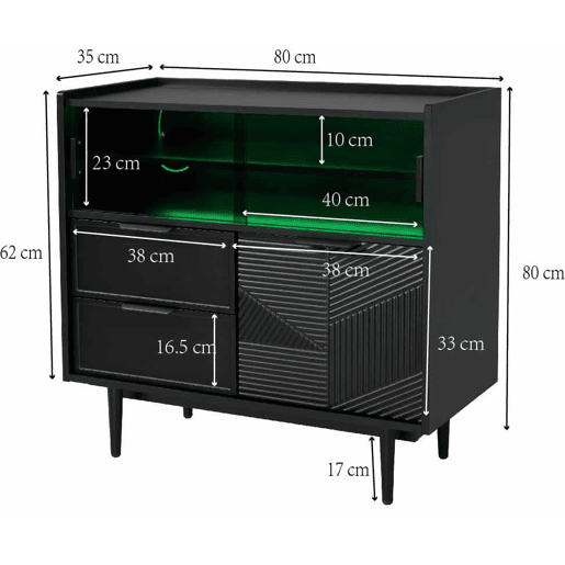 Armário de banheiro 80 cm - Armário de banheiro com luz LED e porta de vidro - Preto Armário de banheiro 80 cm - Armário de banheiro com luz LED e porta de vidro - Preto
