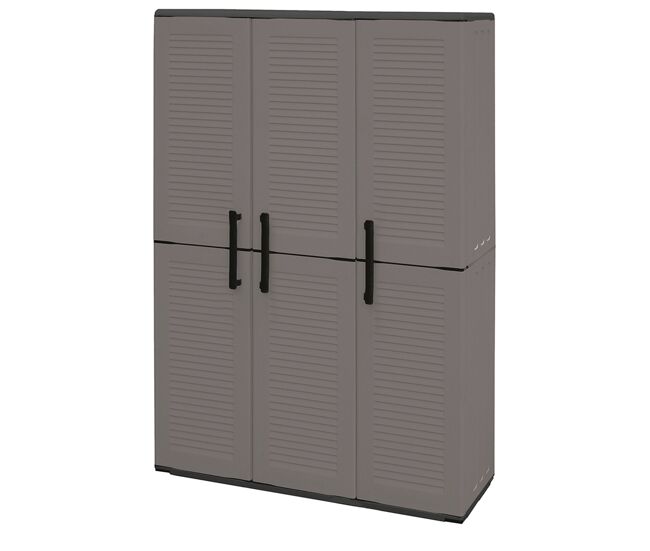 Armario de altura completa 102x37x163cm en polipropileno, material reciclable y ecológico sostenible, está equipado con bisagras y estantes