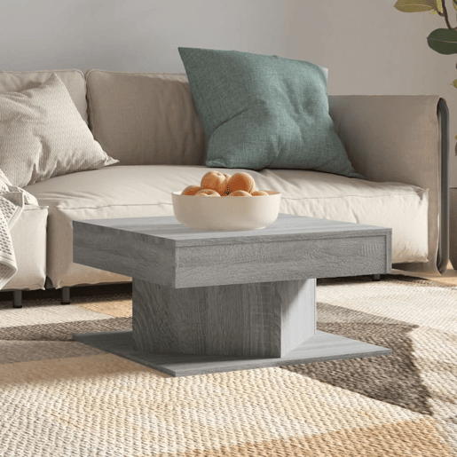Mesa de Centro, Mesa baixa, 57x57x30 cm derivados de madeira cinzento sonoma