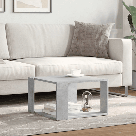 Mesa de Centro, Mesa baixa, 51,5x51,5x30 cm derivados madeira cinza-cimento