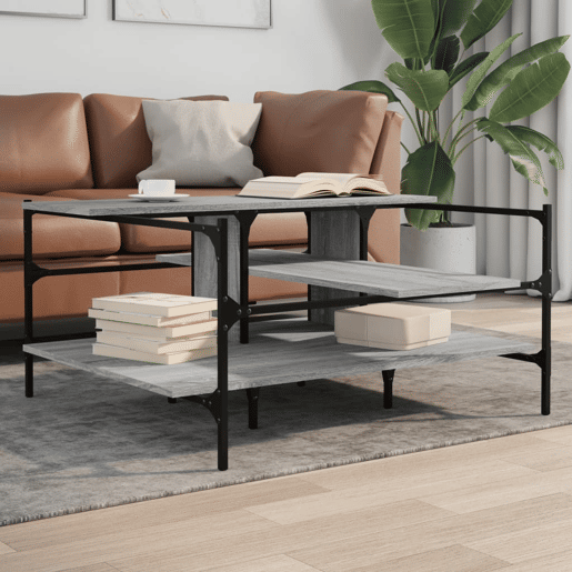 Mesa de Centro, Mesa baixa, 100x100x48,5cm derivados de madeira cinza sonoma