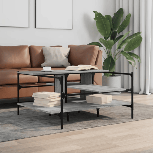 Mesa de Centro, Mesa baixa, 100x100x48,5cm derivados de madeira cinza sonoma