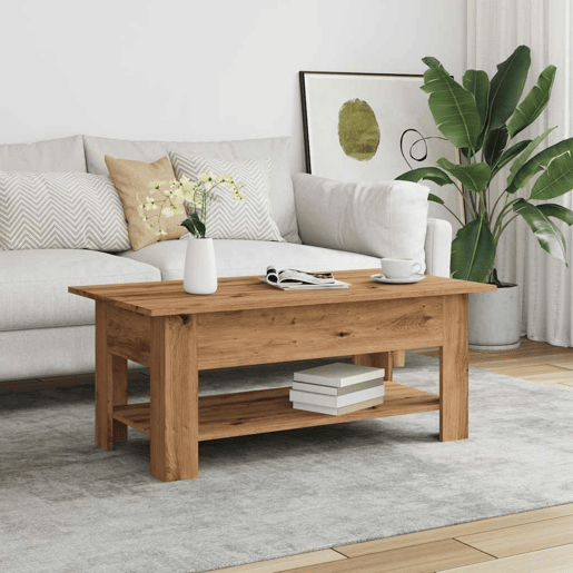 Mesa de Centro, Mesa baixa, 102x55x42cm derivados de madeira carvalho artisiano
