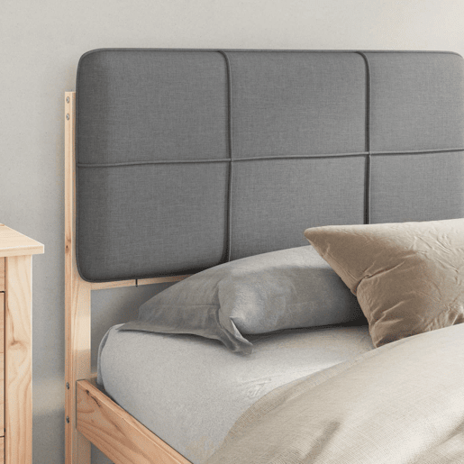 Estrutura de Cama de casal moderno com Cabeceira Estofada Cinzento-claro