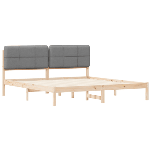 Estrutura de Cama de casal moderno com Cabeceira Estofada Cinzento-claro