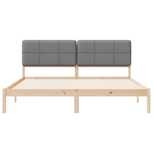 Estrutura de Cama de casal moderno com Cabeceira Estofada Cinzento-claro