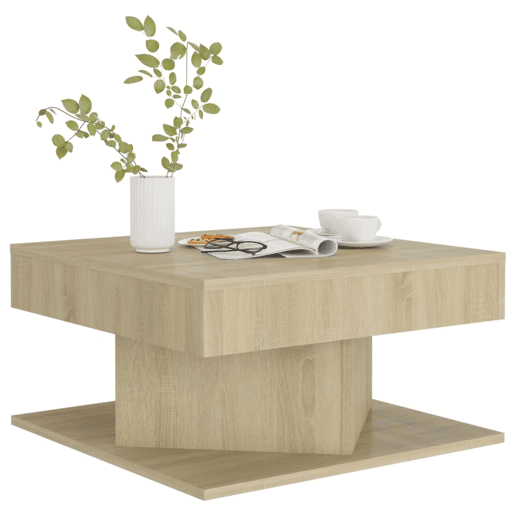 Mesa de Centro, Mesa baixa, 57x57x30 cm derivados de madeira carvalho sonoma