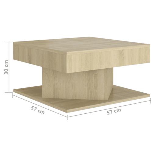 Mesa de Centro, Mesa baixa, 57x57x30 cm derivados de madeira carvalho sonoma